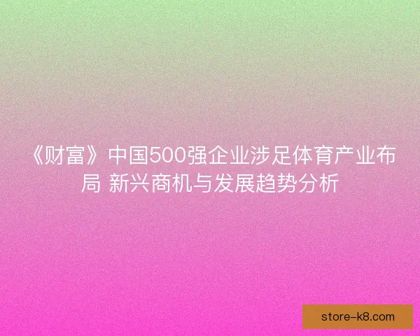 《财富》中国500强企业涉足体育产业布局 新兴商机与发展趋势分析 《财富》中国500强企业涉足体育产业布局 新兴商机与发展趋势分析